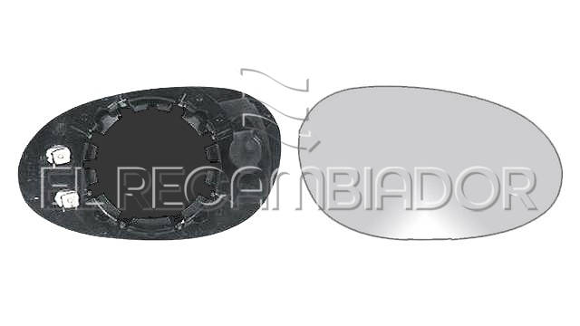 GLASS WITH SUPPORT Right side (passenger) SMART FORTWO (02-07) - 31300802